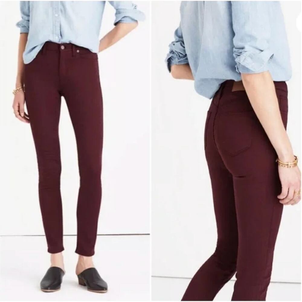 Madewell Burgundy 10 in. High Rise Skinny Jeans Size‎ 25